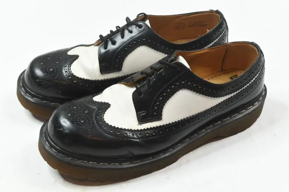 Dr Marten Bex Smooth Leather Brogue Shoes Mens 12 Black White Lace-Up Comfort